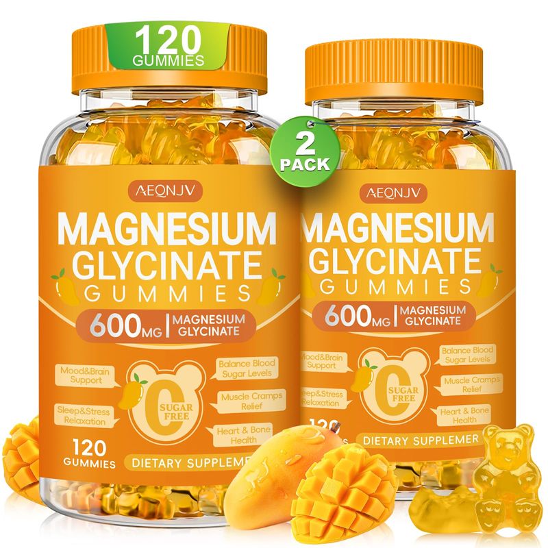 Magnesium Glycinate Gummies 600mg, Chewable Sugar Free Potassium ...