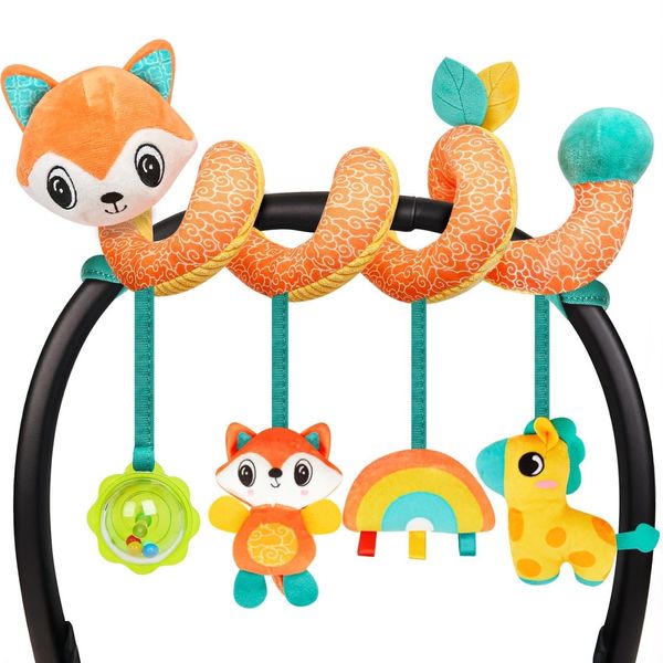 Baby Car Seat Toys Activity Stroller Toy for Boys Girls 0 3 6 9 10 12 Months, Spiral Hanging Plush Toys,Baby Shower Thank You New Year Gifts X-mas Stocking Stuffers