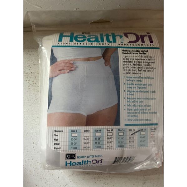 NEW HealthDri Washable Womens Heavy Bladder Control Panties Size 16 Waist 43-45