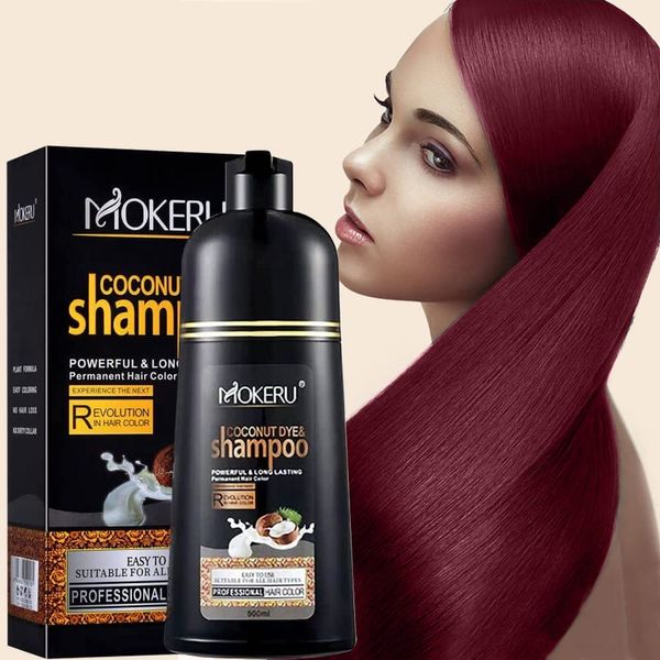 Rotwein Hair Shampoo für graues Haar - Herbal Hair Dye Shampoo 3 in 1 für Frauen & Männer, Hair Dye Einfach zu verwenden & lang anhaltende schwarze Shampoo (Red Wine)