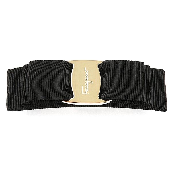 Salvatore Ferragamo 34-2019-495450 Grosgrain Ribbon Black Barrette Hair Clip