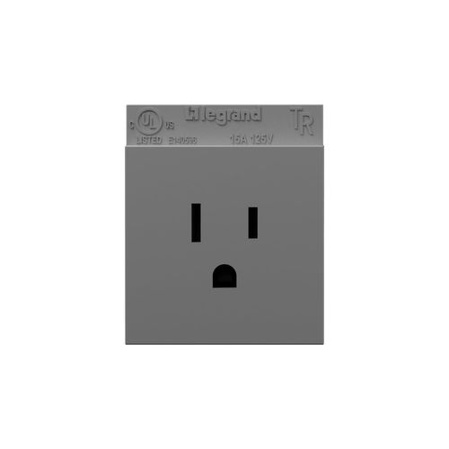 Legrand adorne 15A Single Tamper-Resistant Electrical Outlet (with Matching Plate, Magnesium)