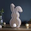 Lights4fun Wooden Neon Bunny LED Light Easter Decoration Battery Timer 30cm Indoor Use