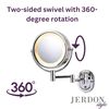JERDON Wall-Mounted Makeup Mirror with Lighting - Round Lighted Makeup Mirror with Chrome Finish Wall Mount - Direct Wire - Model HL65CD