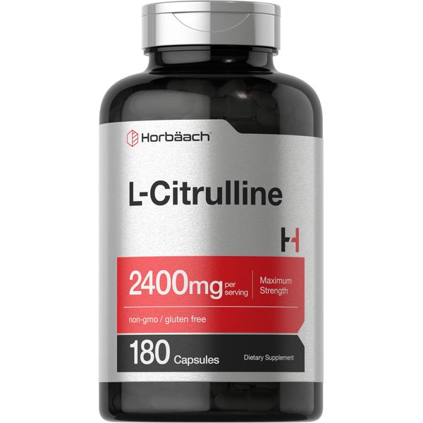 L Citrulline 2400 mg per Serving | 180 Capsules | Maximum Strength, Free Form Amino Acid | Non-GMO, Gluten Free L-Citrulline Supplement | by Horbaach