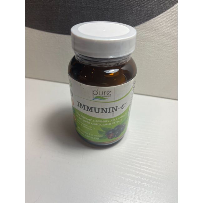 Pure Essence IMMUNIN-6 with Elderberry 30 Capsules Exp 8/24 NEW OTHER