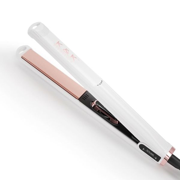 K&K Hair Straightener, Original Tourmaline Ceramic Coating Flat Iron, Professional 1 Inch Floating Plate Hair Straighteners and Curler 2 in 1, Dual Voltage, 30 Second Heat up to 450°F