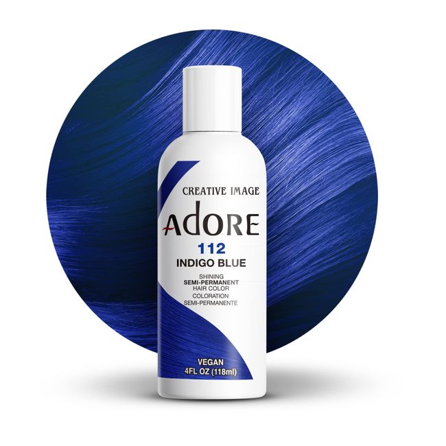 Adore Semi-Permanent Haircolor #112 Indigo Blue 4 Ounce (118ml) (3 Pack)