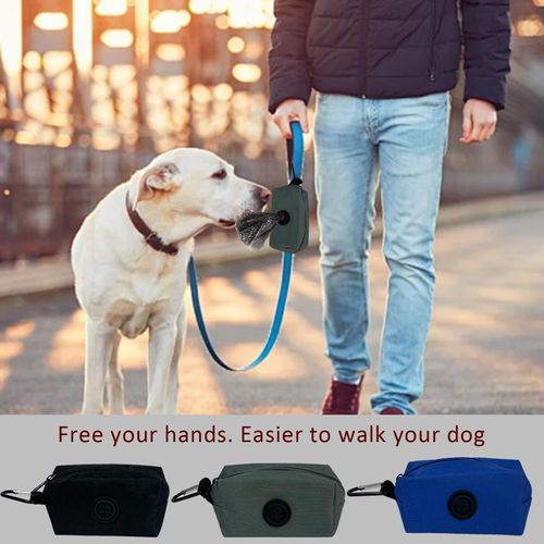 2 Pack Dog Poop Bag Holder, Pet Dog Waste Bag Dispenser for Leash with Metal Clip, Hand Free Doggie Dog Bag Holder Attachment, Fit Any Dog Leash Belt (Blue)
