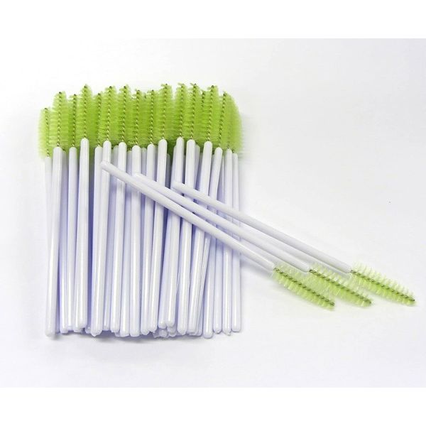 Fenny's Creations 50 Pcs Lash Wands Mascara Eyelash Brushes for Extensions Premium Eye Brow Brush Makeup Applicators Tool Set Eyebrow and Makeup Lime Green