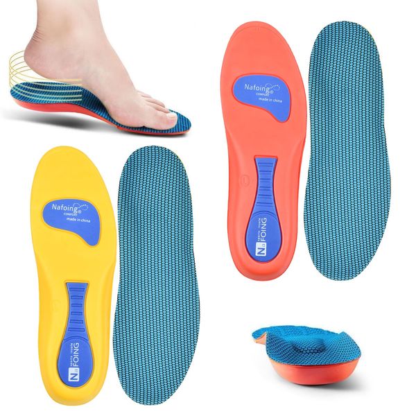 2 PCS Plantar fasciitis insoles, Breathable Absorb sweat Orthotic Insoles for men, Shock absorption Arch support insoles Can be cropped for Relieve flat feet, plantar fasciitis and arthritis (41-42)