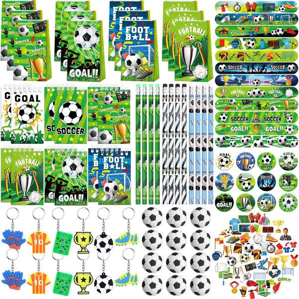 LSJDEER Soccer Party Favors, Soccer Birthday Decorations, Soccer Party Favor Bags Keychain Mini Notepad Stickers Bracelets for Soccer Sport Party Decorations Supplies Kids Boys Girls