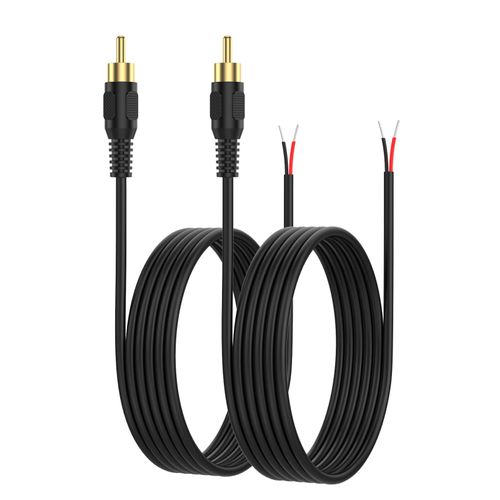 CableCreation RCA to Speaker Wire Adapter, 2 Bare Wire Cables to RCA Plug Adapter Repair Cord Compatible with Speaker Amplifier, Audio Video AV Receiver, TV, Subwoofer (2Pack 20AWG 3.3FT)