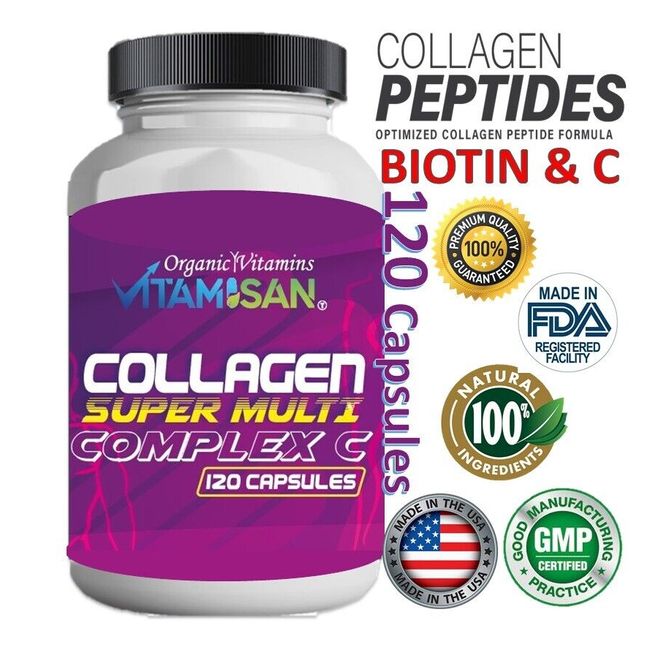 Collagen C Hydrolysate with BIOTIN and Vitamin C,Best Supplement made in USA 120