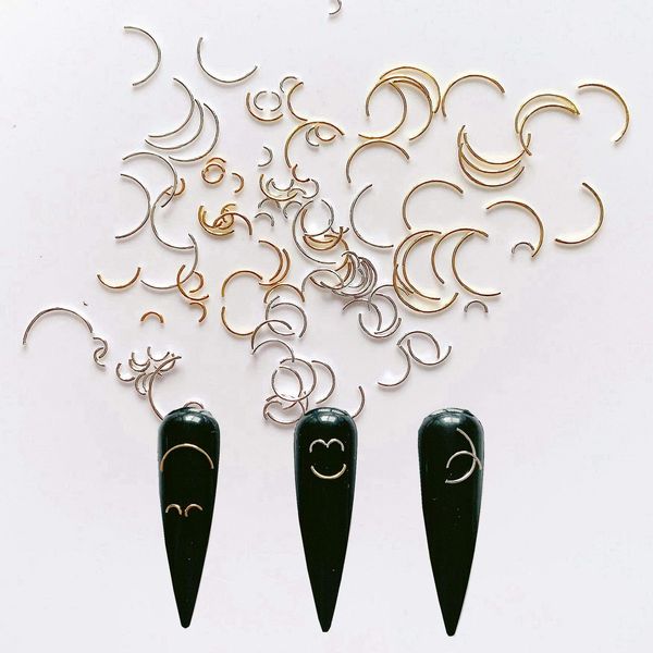 500pcs Mixed Nail Art Curved Metal Decoration stud10009