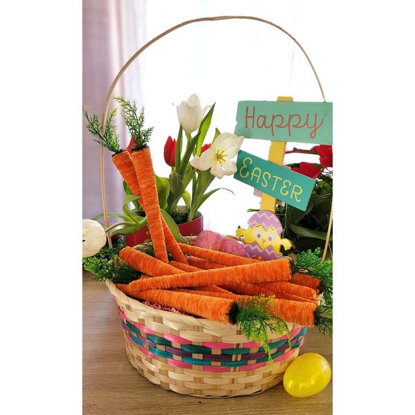 Orange Velvet Wrapped Easter Carrots Spring Craft Decoration Carrot Bundle Decor