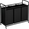 Durable Black Laundry Sorting Cart with 3 Bags - Great for Home Organization