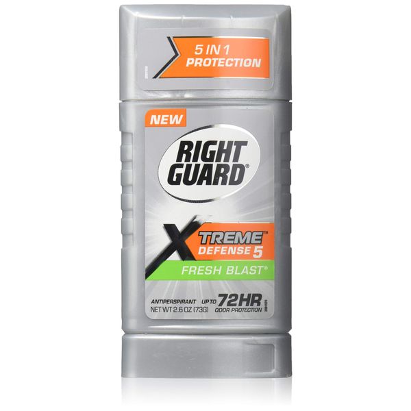 Right Guard Xtreme Defense 5 Anti-Perspirant & Deodorant, Fresh Blast 2.60 oz