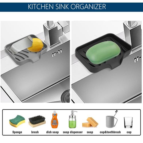 3PCS Draining Soap Dishes, Dishwashing Sponge Soap Holder with Water Tray, Keep The Place Dry, Easy to Clean Soap Cases, Suitable for Kitchen, Bathroom, Soap Container