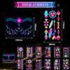 Scettar 15 Sheets Neon Temporary Tattoo, 200+UV Blacklight Neon Glow Fake Tattoos Multiple Designs Glow in the Dark Neon Tattoos Rave Festival Accessories for Women Girls Party Supplies