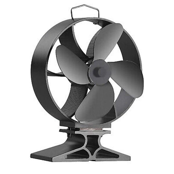 Morinoli 4 Blade Heat Powered Stove Fan or Fireplace Fan, Black