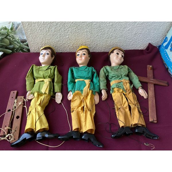 Vintage Lot Of 3 Hazelle’s Popular Robin Hood Marionette Puppet Doll