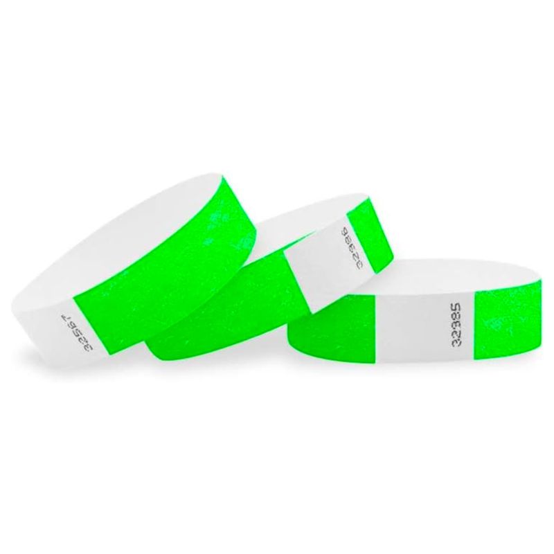 WristCo Neon Green Tyvek Wristbands for Events – 100 Count – Tamper ...