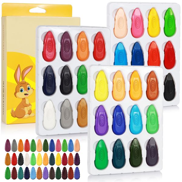 Nadinsta 36 Colors Wax Crayons, Easy-Grip Jumbo Crayons, Washable Water-Drop Shape Crayons, Colouring Pens for Graffiti Art Crafts Painting Accessories