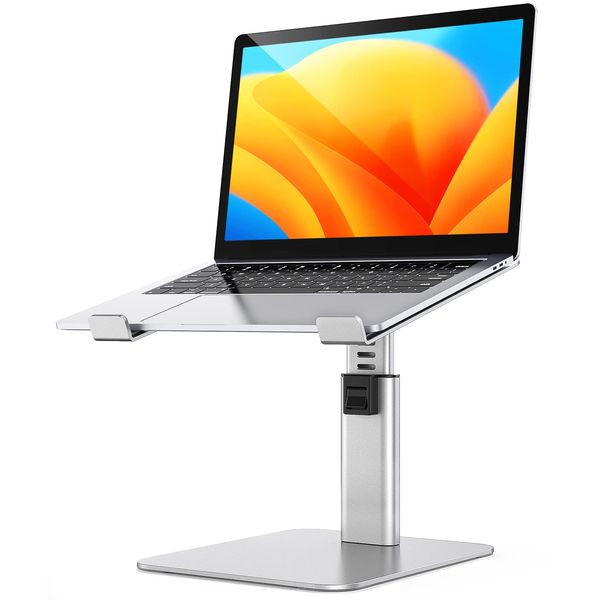 Babacom Laptop Ständer, 8 Höhenverstellbar Aluminium Laptop Stand, Ergonomischer Belüfteter Laptopständer Kompatibel mit MacBook, Air, Pro, Lenovo, Alle 10"-16" Notebooks - Silber