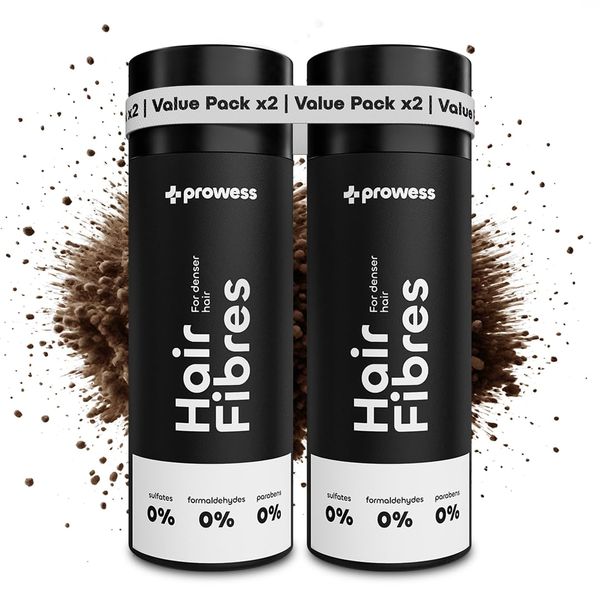 Prowess Medium Brown Hair Building Fibres Bundle for Thinning 50g, Naturally Thicker Looking Hair, Premium Hair Powder for Thinning Hair, Thicker-Hairline, Thinning Concealer, Instant Impact in Men