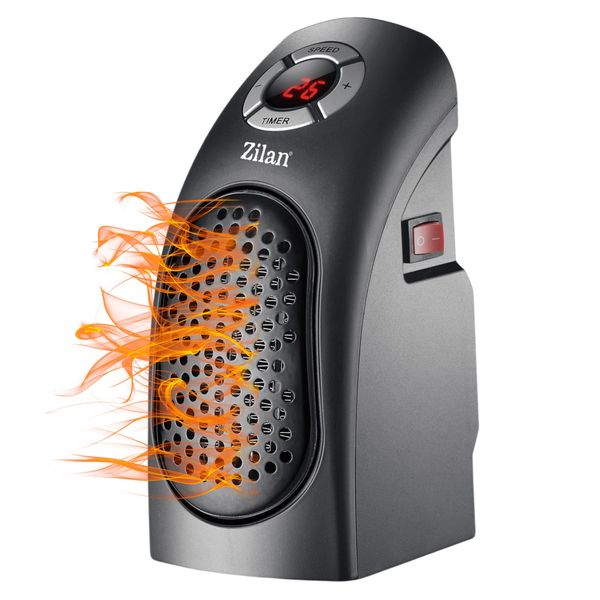 Heizlüfter Mini 400 Watt Mini Elektroheizung Mobiler Heizlüfter Keramikheizelement Keramik Heizlüfter Heizstrahler Schwarz 12h Timer Digitale LCD-Anzeige Cool-Touch Gehäuse