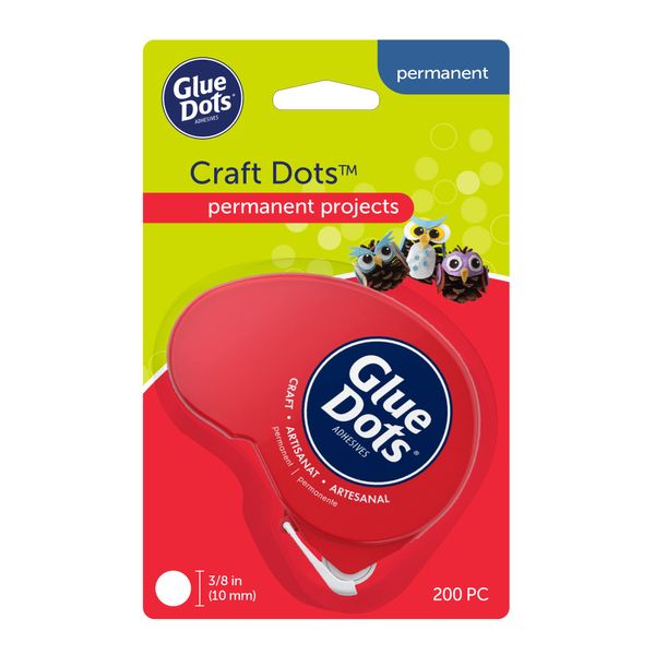 Glue Dots Craft Dispenser With 200 Dots, Adhesive, 1 Pack,Transparent