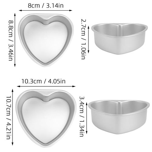 Cabilock 2Pcs Heart Shaped Cake Pans with Detachable Bottom, Non-Stick Aluminum Alloy Baking Molds for Wedding Cakes and Home Baking