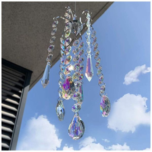 H&D HYALINE & DORA Chandelier Wind Chimes AB Coating Crystal Prisms Hanging Suncatcher Pendant Home Decor Gifts