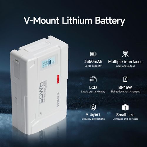 VILTROX V Mount Battery BP-V50,14.8V 3350mAh 50Wh V-Mount/V-Lock Battery Support 45W PD USB-C Fast Charger, with Dual D-TAP, BP, USB-A, OLED Screen, for Camera, Camcorder, Monitor, Filmmaker