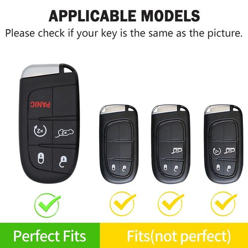 OFF WE GO for Jeep Key Fob Cover, Soft TPU Protection Key Case Fit for Grand Cherokee Renegade Dodge RAM Durango Challenger Chrysler 200 300 Journey Dart Fiat Smart Key, White