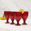 4 Count Red Drinking Cups Vintage Style Glassware Elegant Tableware Set