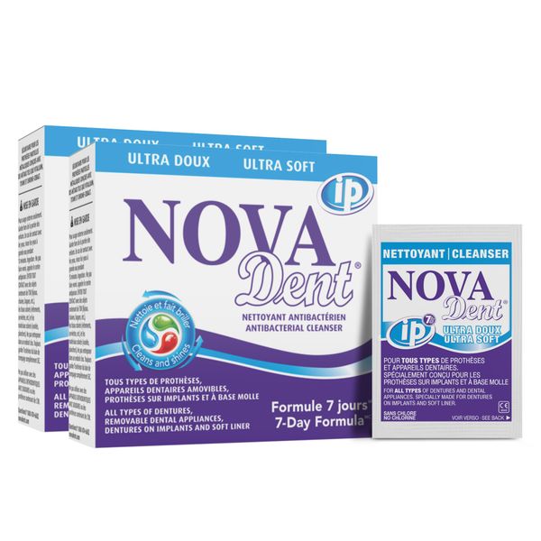 Novadent Dentures Cleaner – for Denture on implants, Denture Soft Liner and Orthodontic Appliance Without Soldering - 6 Months (26 sachets)