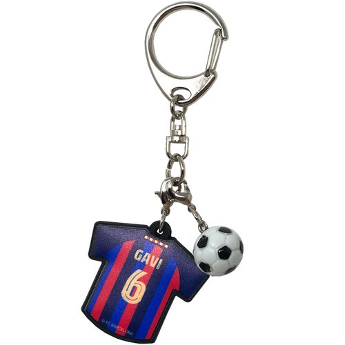 FC Barcelona Key Chain, Uni-Shaped Rubber Keychain #6 GAVI NVY FREE