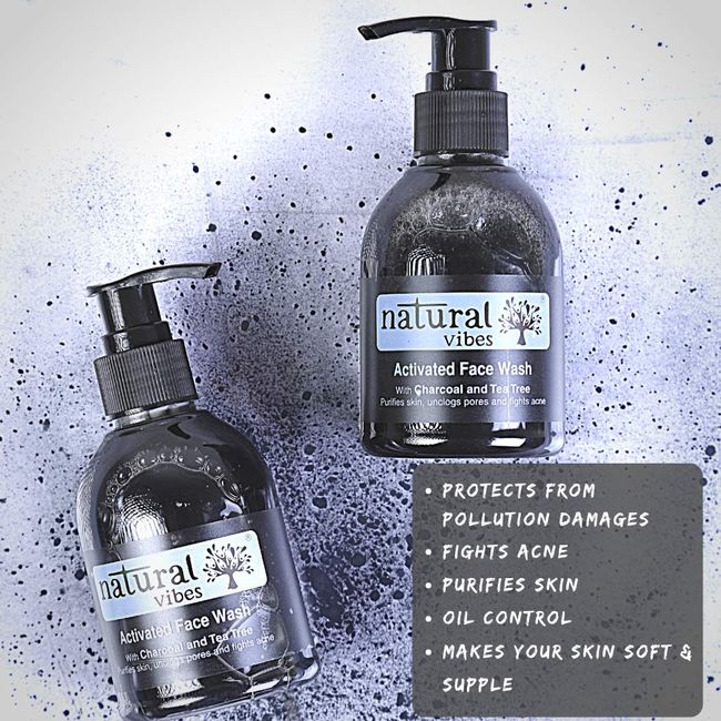 Natural Vibes Ayurvedic Activated Charcoal & Tea Tree Face Wash 150 ml