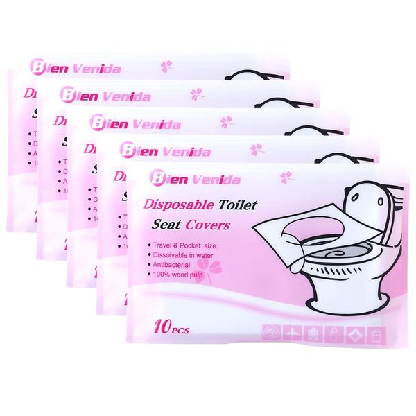 Tumao Toilet Seat Seat, Disposable 50 Piece Set, Portable, Toilet Seat Cover, Paste Toilet, Antibacterial Treatment, Hygiene Management, Potty Cover, Auxiliary Toilet Seat for Travel, Outings, Toilet