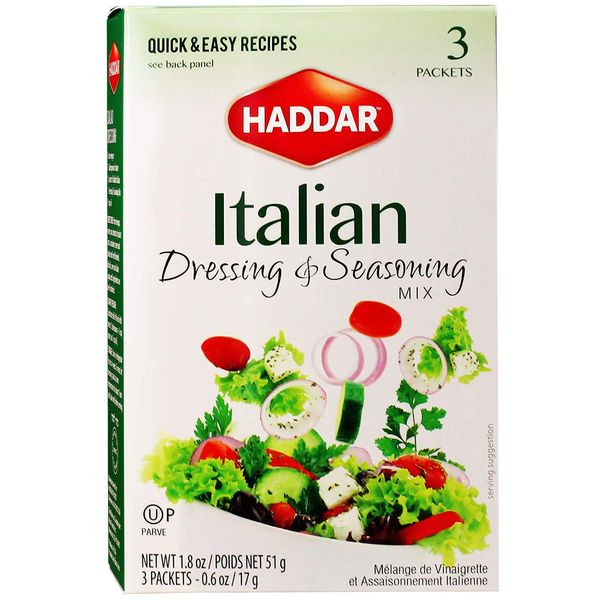 Haddar, Gluten Free Italian Dressing & Seasoning Mix 1.8oz, (3 Packets) For Seasoning and Salad Dressing