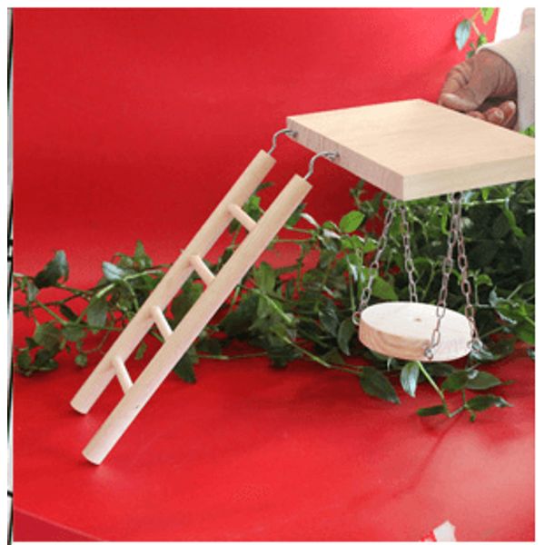 Wooden Jungle Gym Interactive Bird Toy - Pedal Swing Ladder