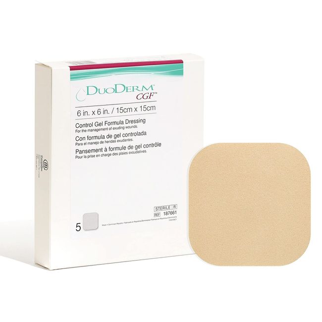 Hydrocolloid Dressing DuoDERM CGF 6 X 6 Inch Square 5/Box #187661