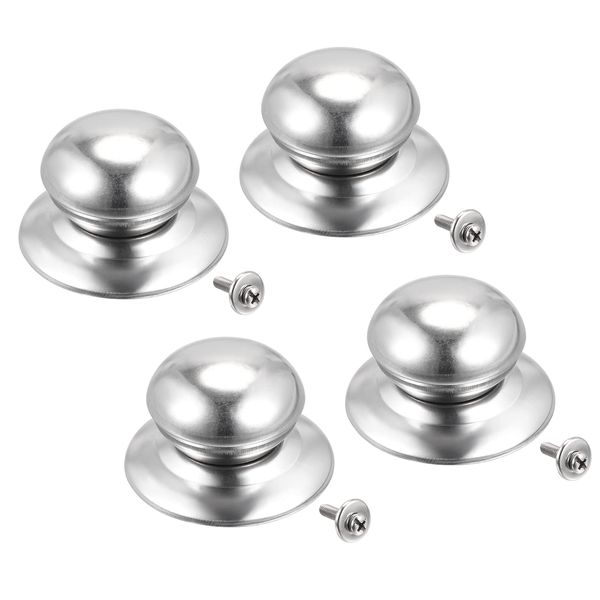 uxcell Universal Pot Lid Knobs Stainless Steel Replacement Knobs 66x49x37mm for Pot Cover Lids 4pcs