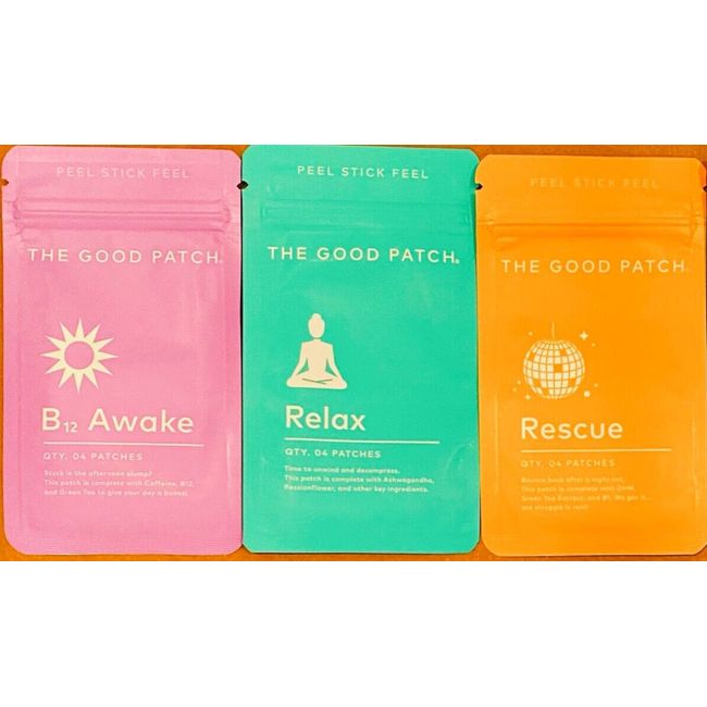 The Good Patch Lot! B12 AWAKE + RELAX + RESCUE, 12 Patches | 3PK Bundle Set!