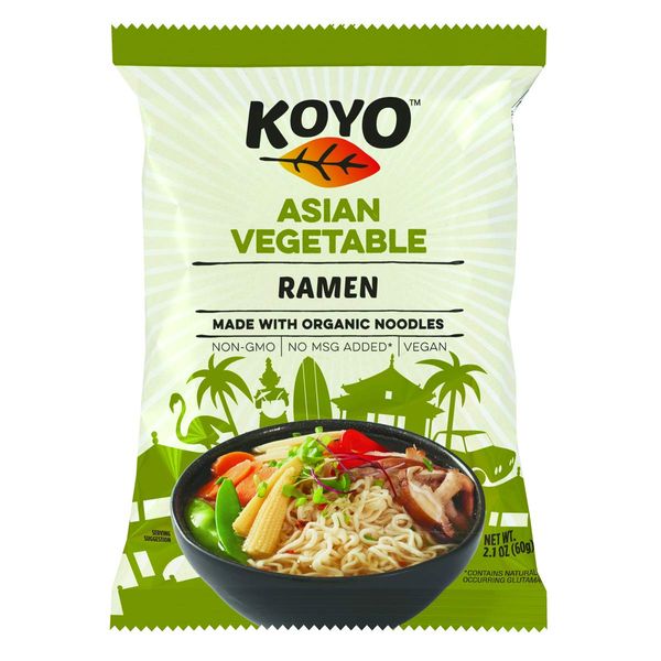 Koyo Ramen Soup, Asian Vegetable, Made With Organic Noodles, No MSG, No Preservatives, Vegan, 2.1 Ounces Per Package