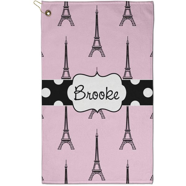 RNK Shops Personalized Eiffel Tower Golf Towel - Poly-Cotton Blend - Small w/Name or Text