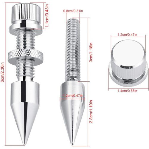 4 Pcs Speaker Spike Set, Silver Copper Anti Scratches Speaker Spikes Stand Foot HiFi Speaker Shockproof Cone Base Pads, for HiFi Speakers or Speaker Frame