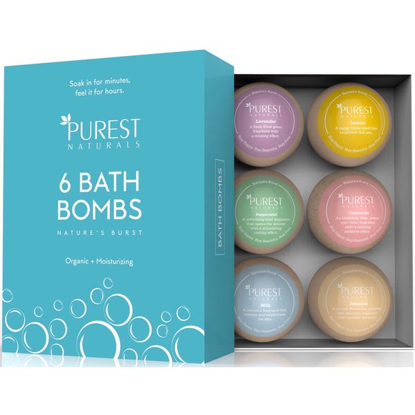 Bath Bombs Christmas Gift Set Kit 6 x 4 Oz Best Ultra Fizz Essential Oil Handmade Spa Bomb Fizzies Perfect for Bubble & Spa Bath Organic & Natural Ingredients Tub Tea Bath Basket